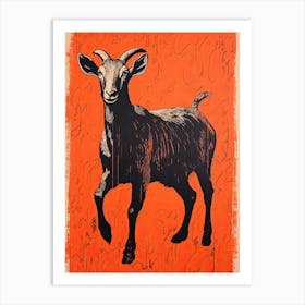 Goat, Woodblock Animal Drawing 2 Art Print