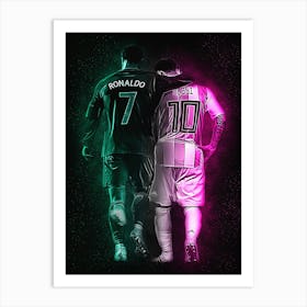 Messi And Ronaldo Space Art Print