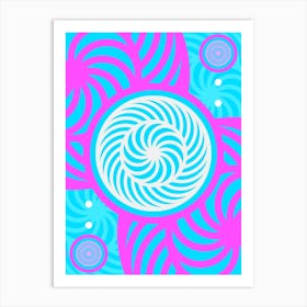Geometric Glyph in White and Bubblegum Pink and Candy Blue n.0081 Art Print