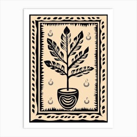 B&W Plant Illustration Zz Plant 14 Art Print