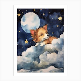Baby Wolf 2 Sleeping In The Clouds Art Print