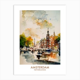 Amsterdam Netherlands Watercolour Travel Art Print