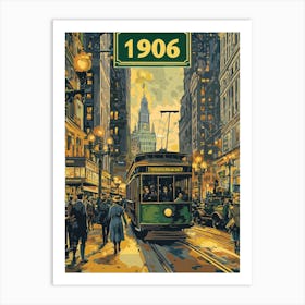 Aihrgdesign A Retro Travel Poster Of A Bustling 1906 City Str C0994953 4cd4 4c21 Abad Dde013b2f81c 1 Art Print