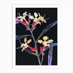 Neon Flowers On Black Statice 1 Art Print