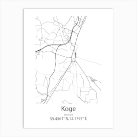 Koge,Denmark Minimalist Map Art Print