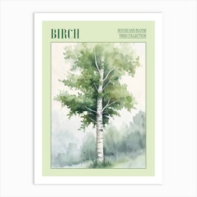 Birch Tree Atmospheric Watercolour Painting 4 Poster Art Print