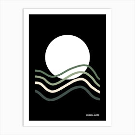 Waves In The Sky.A work of art. The moon. The colorful zigzag lines. It adds a touch of high-level art to the place. It creates psychological comfort. Reassurance in the soul.5 Art Print