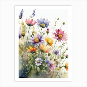 Watercolor Flowers Canvas Print Art Print