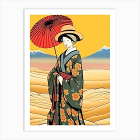 Tottori Sand Dunes, Japan Vintage Travel Art 1 Art Print