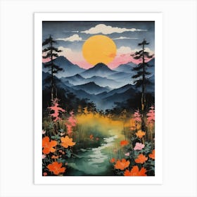 Sunset In The Mountains Art Print