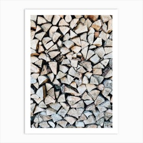 Wood Pile Background Art Print