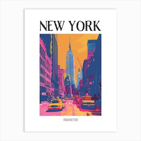 Manhattan New York Colourful Silkscreen Illustration 1 Poster Art Print