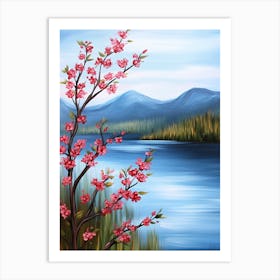 Cherry Blossoms By The Lake 2 Art Print