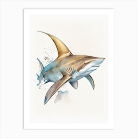 Grey Reef 1 Shark Watercolour Art Print