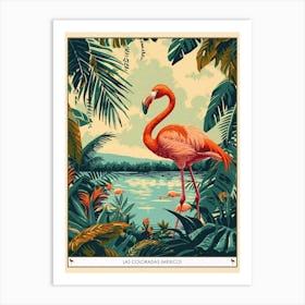 Greater Flamingo Las Coloradas Mexico Tropical Illustration 4 Poster Art Print