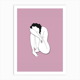 Woman Sitting On The Floor Illustration Art Print