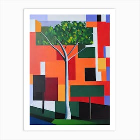 European White Birch Tree Cubist 1 Art Print