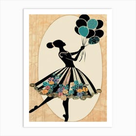 Ballerina With Balloons  Art Print