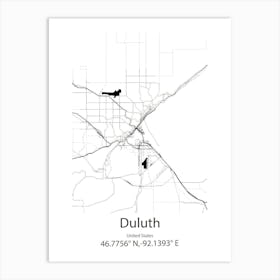 Duluth,United States Minimalist Map Art Print