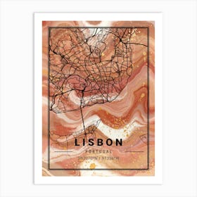 Lisbon Map Art Print