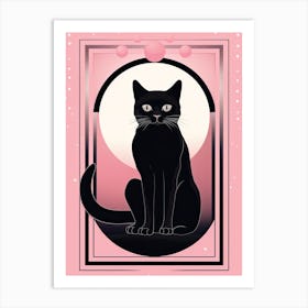 The Temperance Tarot Card, Black Cat In Pink 3 Art Print