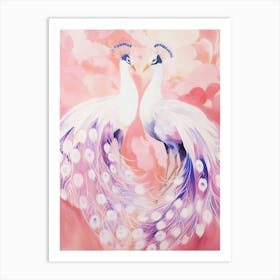 Pink Ethereal Bird Painting Peacock 1 Art Print