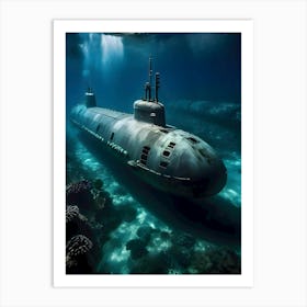 Submarine In The Ocean-Reimagined 42 Art Print