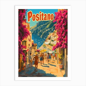 Aihrgdesign A 1970s Inspired Travel Poster For Positano 4 Art Print