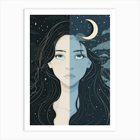 Moon And The Stars 2 Art Print