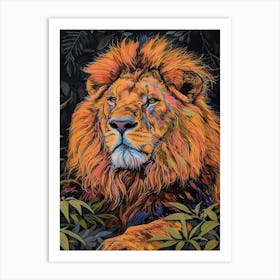 Masai Lion Lion In Different Seasons Fauvist Painting 1 Art Print
