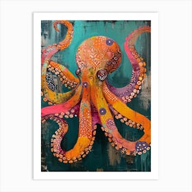 Kitsch Colourful Octopus 2 Art Print