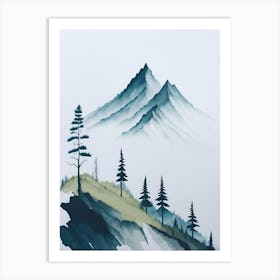 Mountain And Forest In Minimalist Watercolor Vertical Composition 24 Art Print