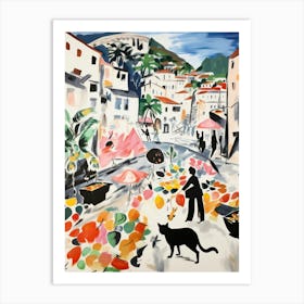 The Food Market In Vienna 2 Illustration Art Print