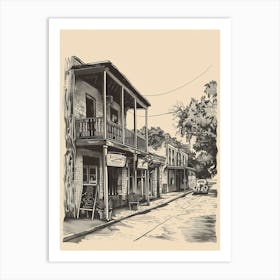 Duotone Illustration Rainey Street Historic District Austin Texas 3 Art Print