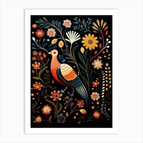 Folk Bird Illustration Partridge 3 Art Print