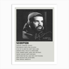 Ofitin Drake Poster Scorpion Album Cover Poster 1 Art Print