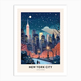 Winter Night  Travel Poster New York City Usa 2 Art Print