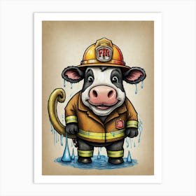 Firefighter Cow 1 Art Print