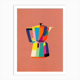 Italian Coffee Maker Colourful Illustration Art Print