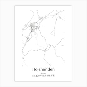 Holzminden,Germany Minimalist Map Art Print