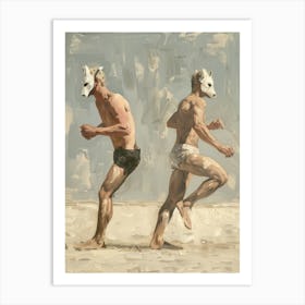 Men Dancing Fox Masks - V Art Print