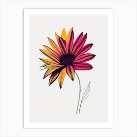 Gazania Floral Minimal Line Drawing 3 Flower Art Print