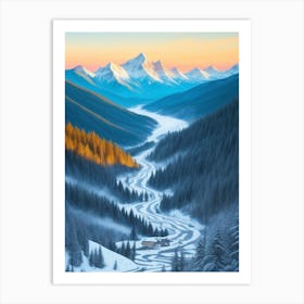 Snowy Mountain Road Art Print