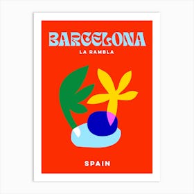 Take me to Barcelona Spain - Minimal Bright Red Summer - Travel series Art Print