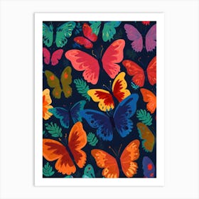 Colorful Butterflies Seamless Pattern Art Print