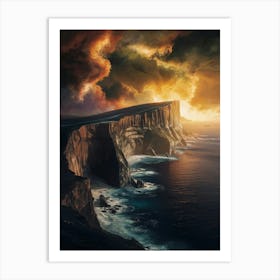 Cliffs At Sunset Art Print