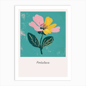 Portulaca 2 Square Flower Illustration Poster Art Print