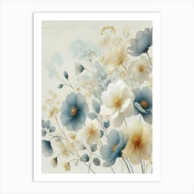 Dry Bouquet Art Blue Flowers Art Print