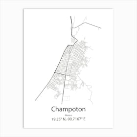 Champoton,Mexico Minimalist Map Art Print