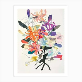 Honeysuckle 4 Collage Flower Bouquet Art Print